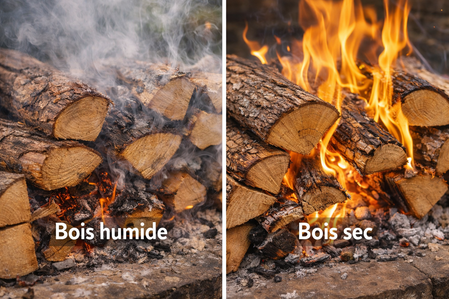 Bois sec au foyer : meilleure flamme et moins d’énergie perdue en humidité