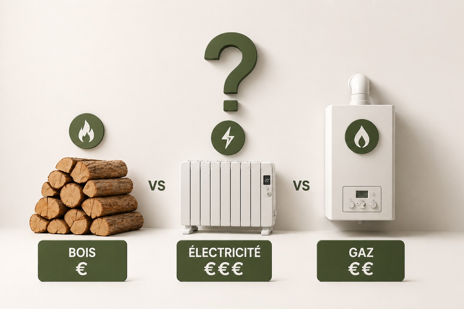 Comparaison coût bois électricité gaz chauffage